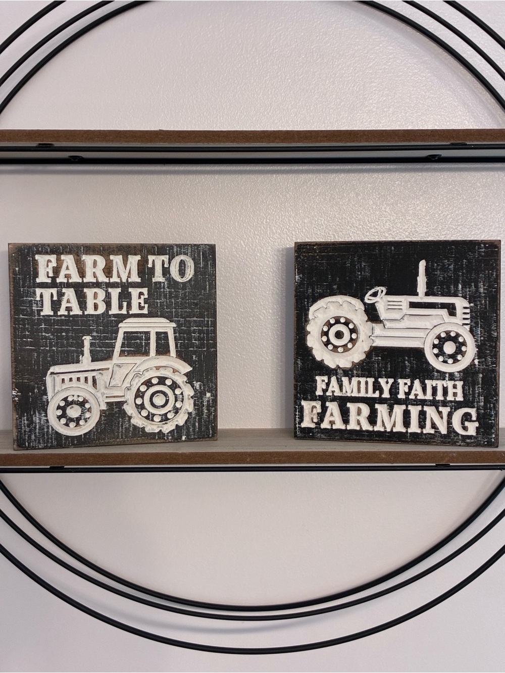 Bundle of 2: Rustic Tractor Wall Art - White on Black